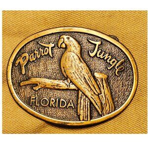 Vintage Parrot Jungle Florida Bronze Toned Metal Belt Buckle